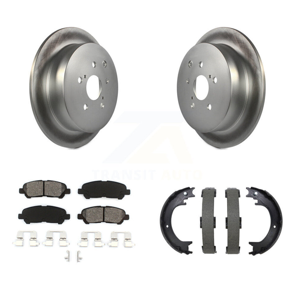 Rear Disc Coated Rotors Semi-Metallic Pads Parking Brake Shoes Kit For Toyota Highlander KGS-103718