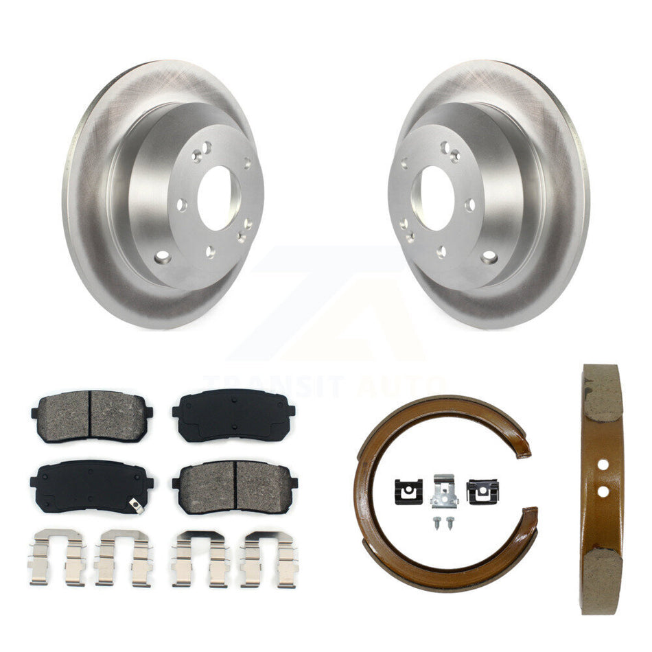 Rear Disc Coated Rotors Semi-Metallic Pads And Parking Brake Shoes Kit For Kia Sedona KGS-103721