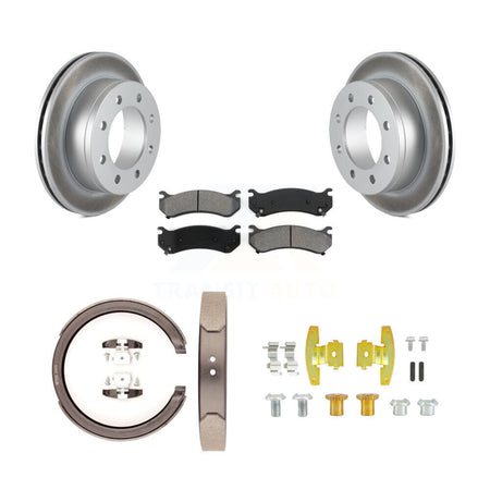Rear Disc Coated Rotors Semi-Metallic Pads Parking Brake Shoes And Hardware Kit For KGS-103730