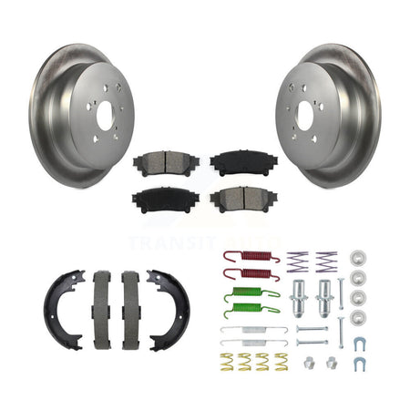 Rear Disc Coated Rotors Semi-Metallic Pads Parking Brake Shoes And Hardware Kit For KGS-103737
