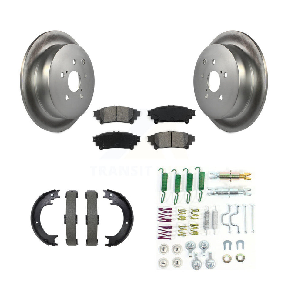 Rear Disc Coated Rotors Semi-Metallic Pads Parking Brake Shoes And Hardware Kit For KGS-103738