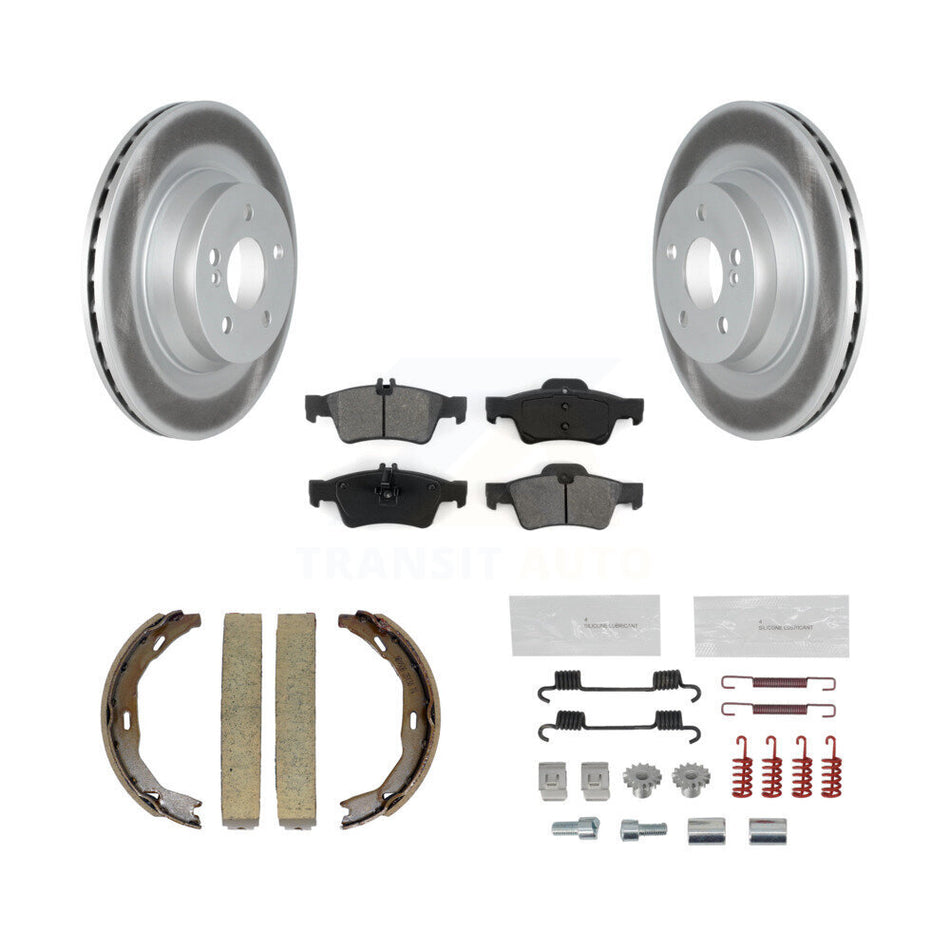 Rear Disc Coated Rotors Semi-Metallic Pads Parking Brake Shoes And Hardware Kit For KGS-103740