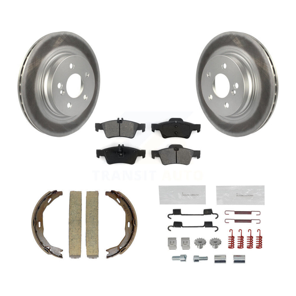 Rear Disc Coated Rotors Semi-Metallic Pads Parking Brake Shoes And Hardware Kit For KGS-103741