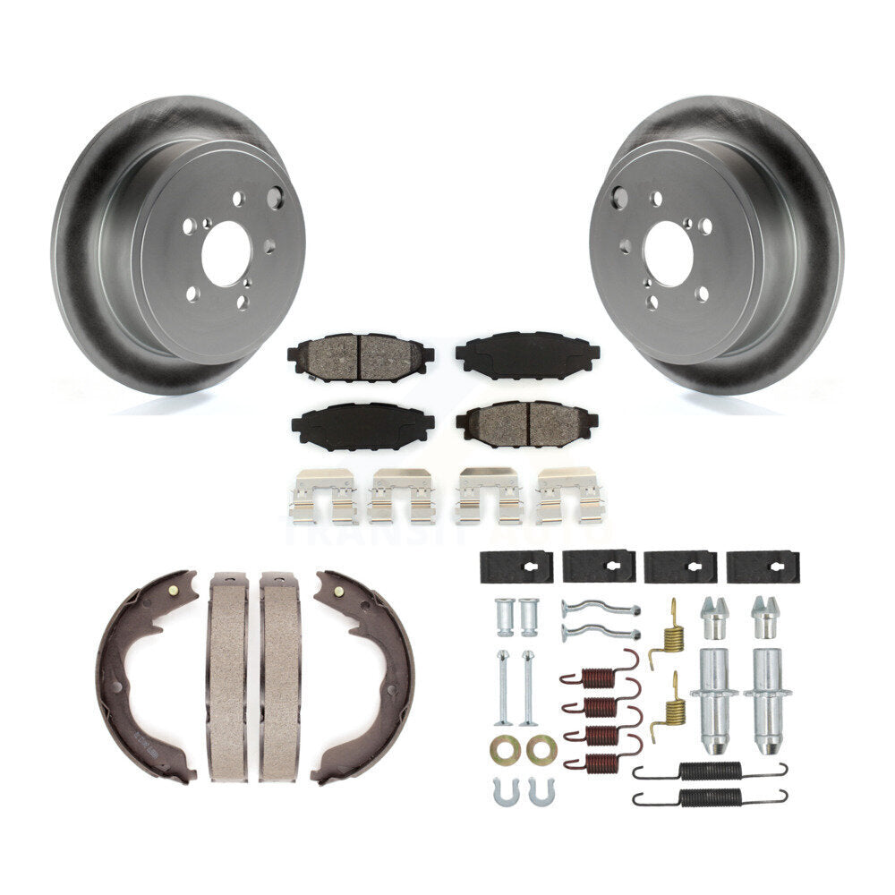 Rear Disc Coated Rotors Semi-Metallic Pads Parking Shoes Hardware Kit For Subaru Impreza KGS-103742