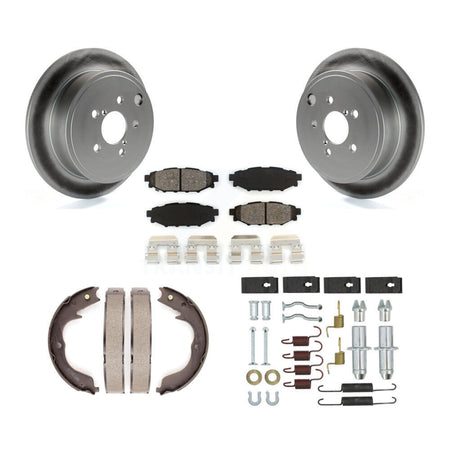 Rear Disc Coated Rotors Semi-Metallic Pads Parking Shoes Hardware Kit For Subaru Impreza KGS-103742