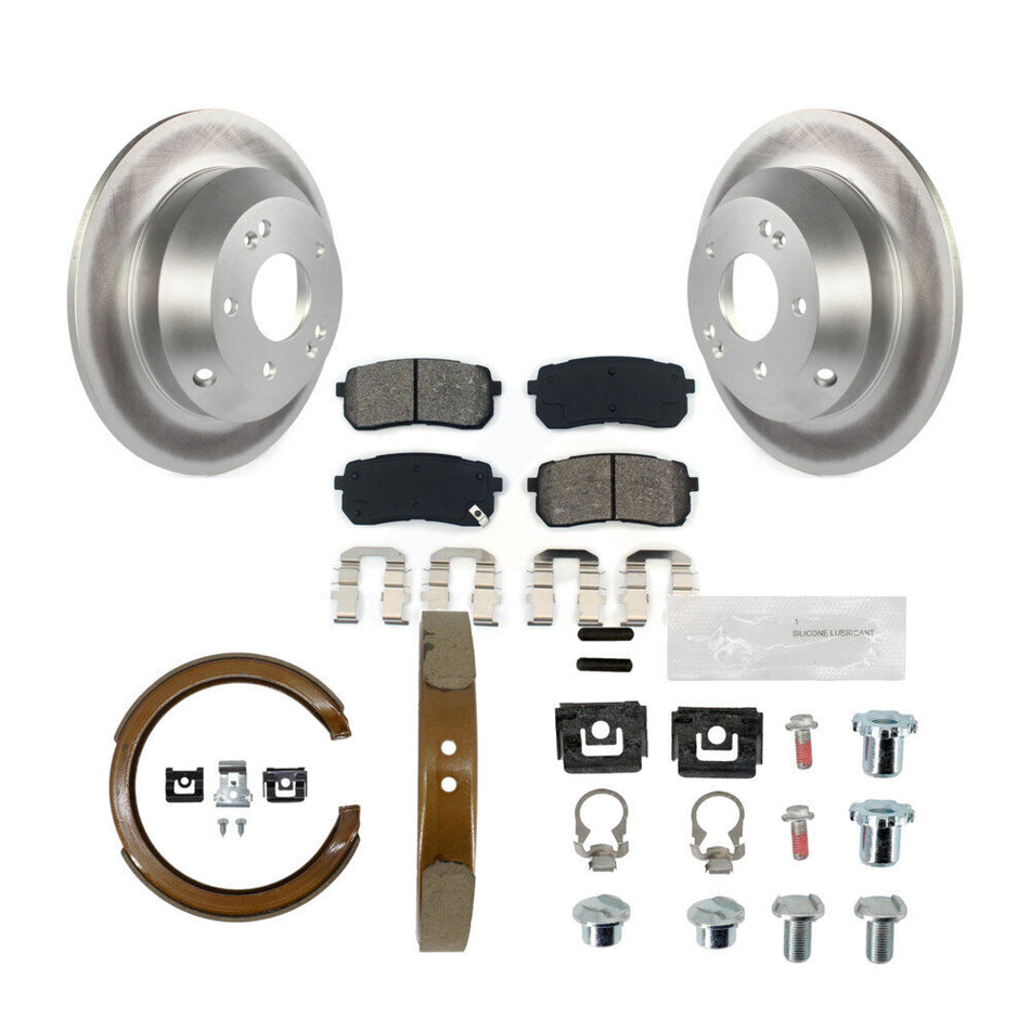 Rear Disc Coated Rotors Semi-Metallic Pads Parking Shoes And Hardware Kit For Kia Sedona KGS-103748