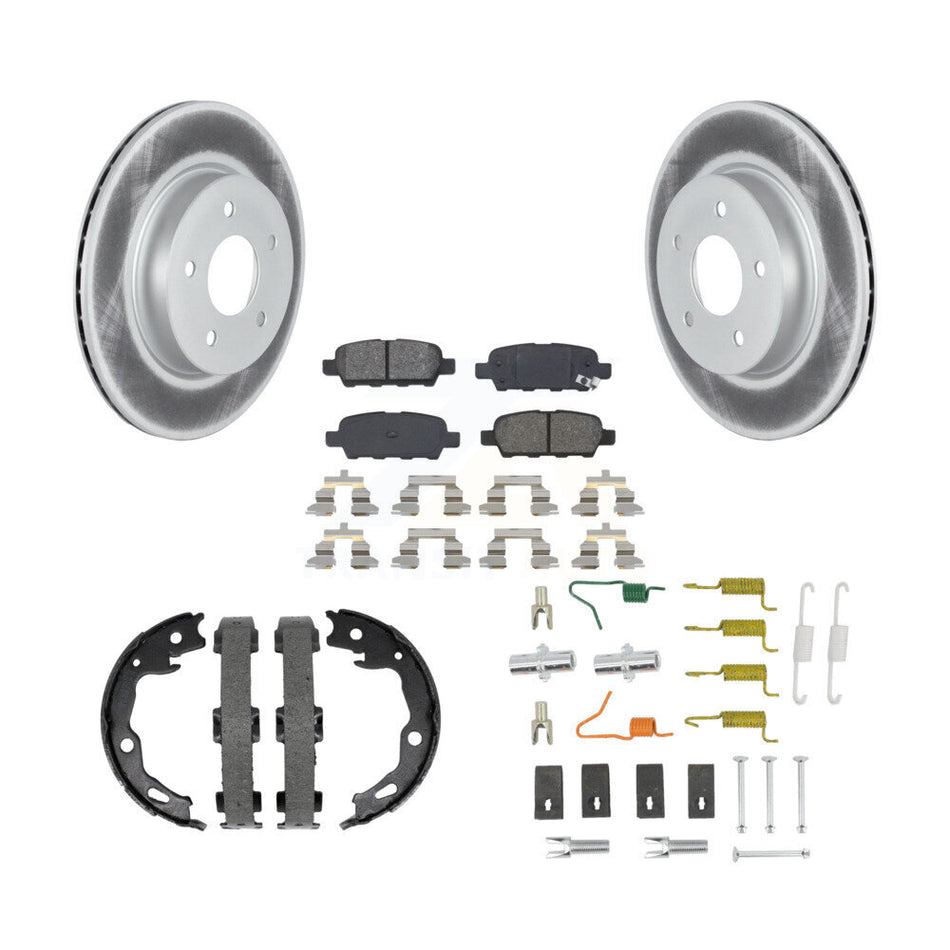 Rear Disc Coated Rotors Semi-Metallic Pads Parking Brake Shoes And Hardware Kit For KGS-103749