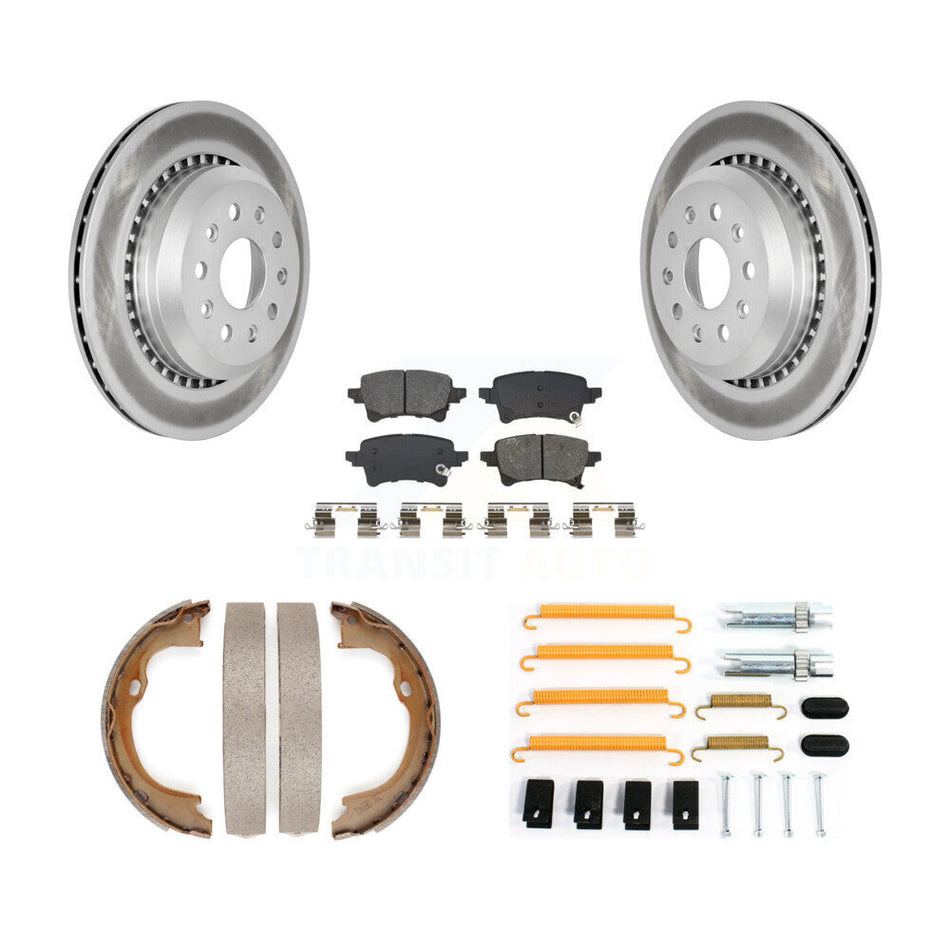 Rear Disc Coated Rotors Semi-Metallic Pads Parking Shoes & Hardware Kit For Jeep Wrangler KGS-103754