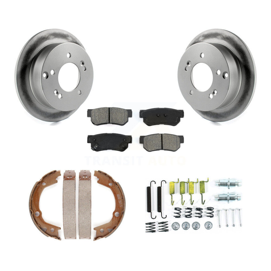 Rear Disc Coated Rotors Semi-Metallic Pads Parking Shoes And Hardware Kit For Kia Optima KGS-103756