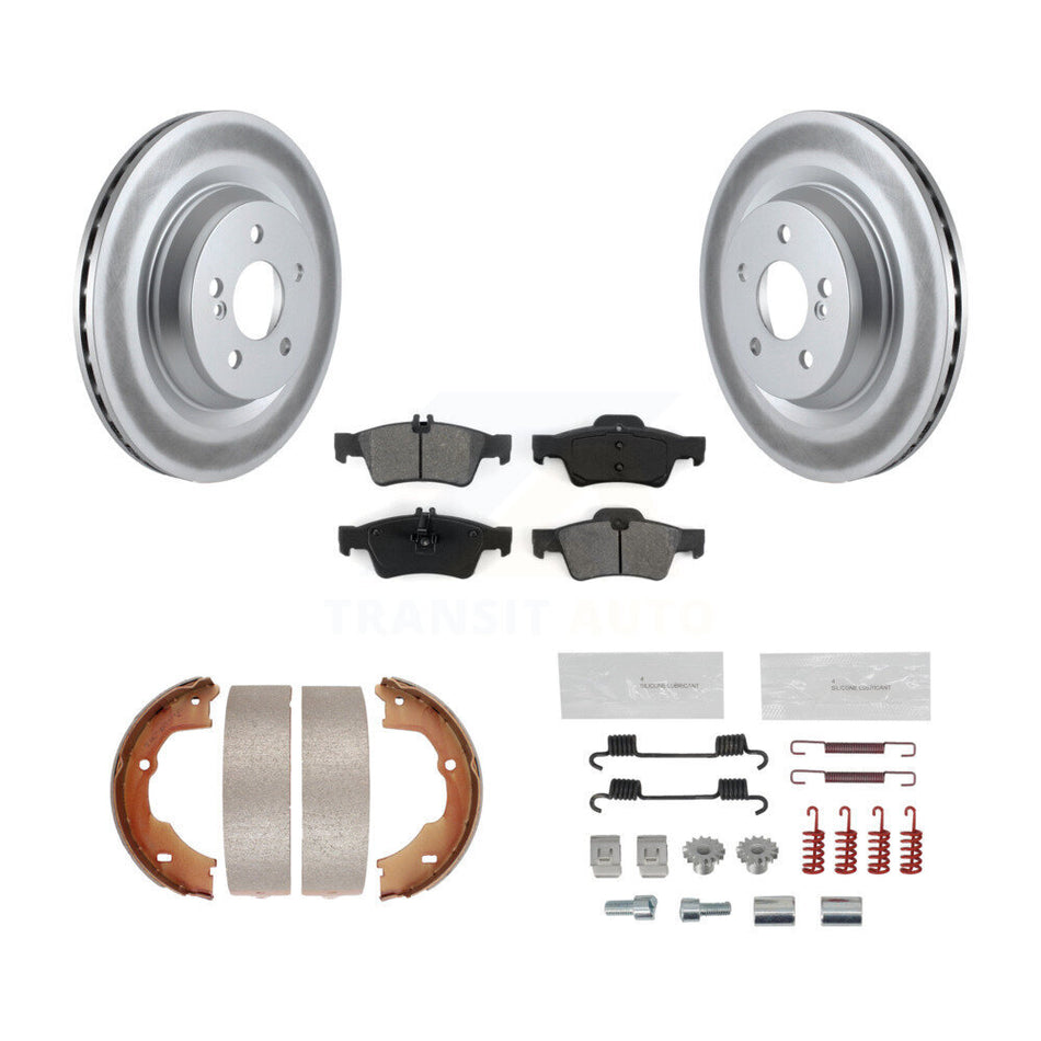 Rear Disc Coated Rotors Semi-Metallic Pads Parking Brake Shoes And Hardware Kit For KGS-103757