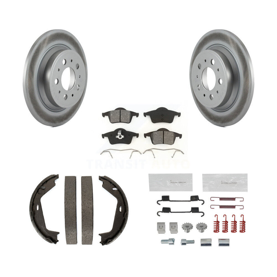Rear Disc Coated Rotors Semi-Metallic Pads Parking Brake Shoes Hardware Kit For Volvo S60 KGS-103769