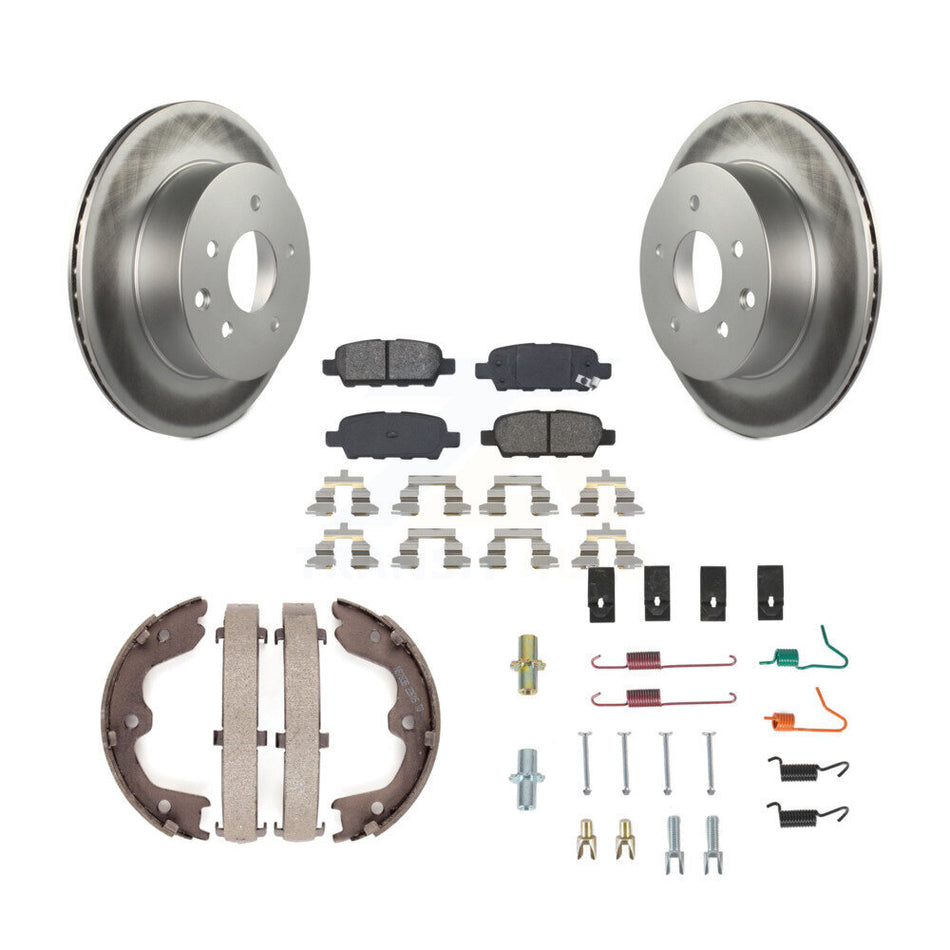 Rear Disc Coated Rotors Semi-Metallic Pads Parking Shoes Hardware Kit For Nissan X-Trail KGS-103770
