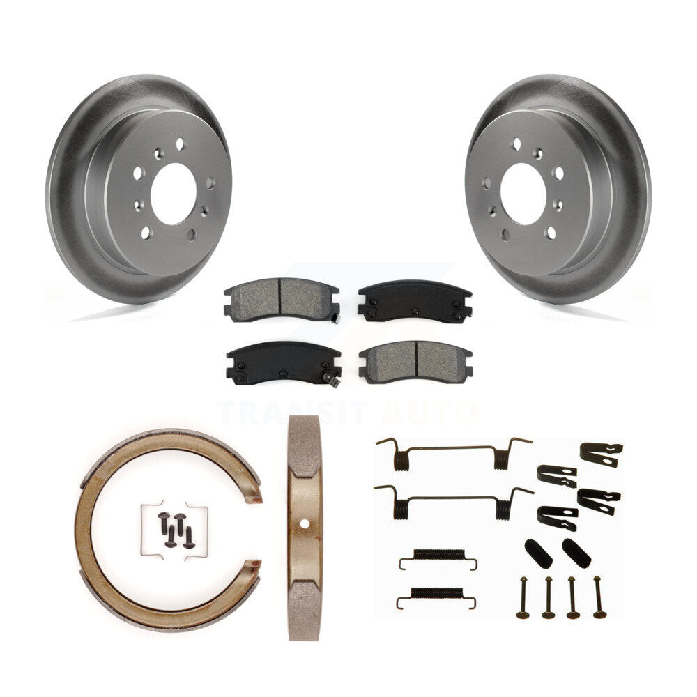 Rear Disc Coated Rotors Semi-Metallic Pads Parking Shoes Hardware Kit For Buick LaCrosse KGS-103772