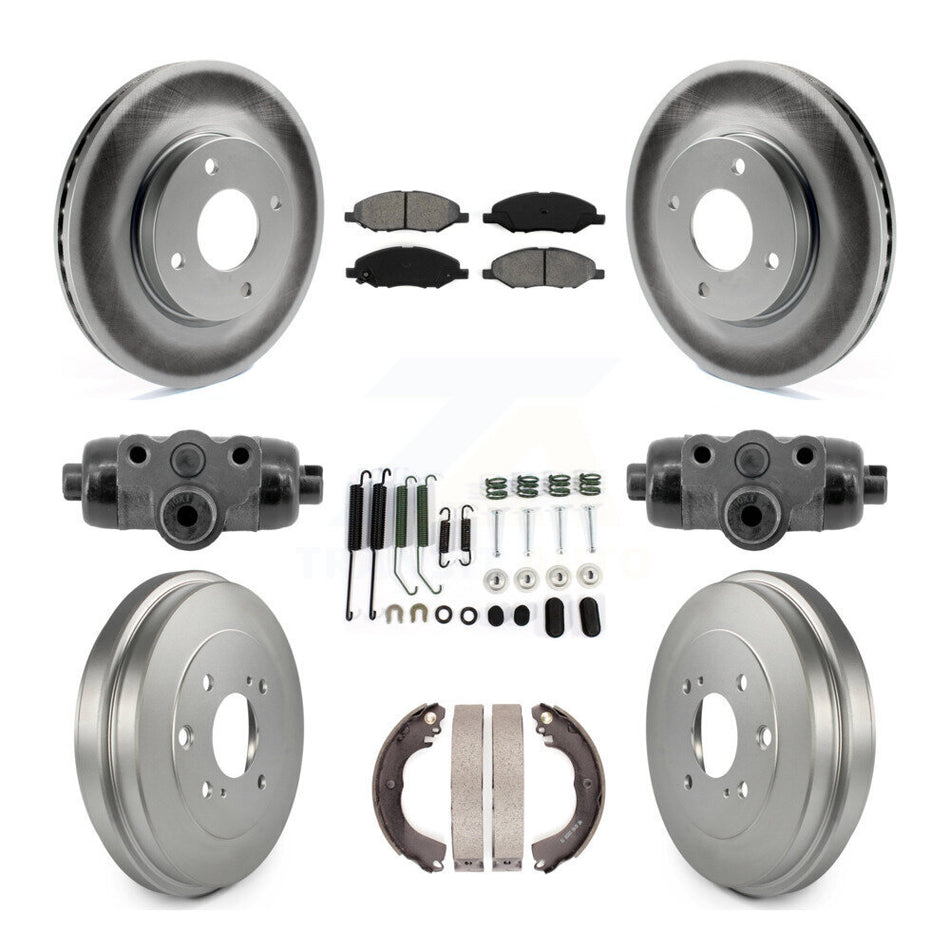 Front Rear Coat Brake Rotor Semi-Metallic Pad Drum Kit (9Pc) For Nissan Versa 4-Wheel ABS KGS-103781