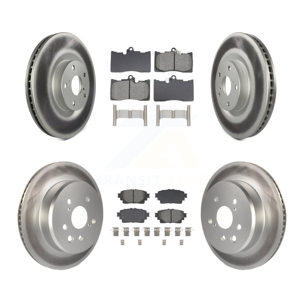 Front Rear Coated Brake Rotor Semi-Metallic Pad Kit (6Pc) For 2021 Lexus IS350 RC350 Base KGS-103784