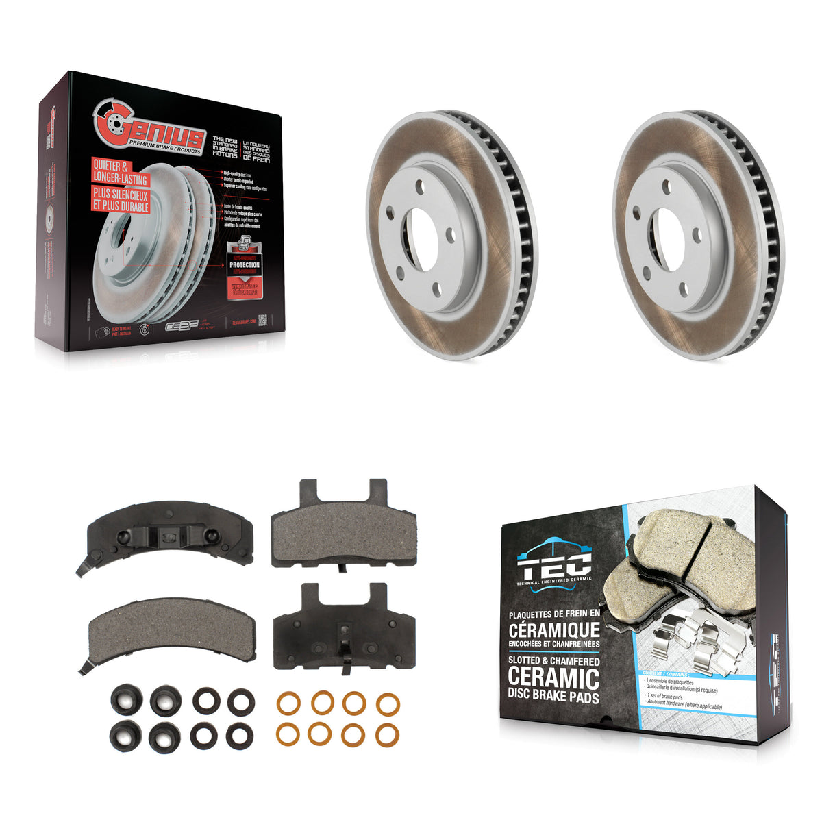 Front Coat Brake Rotors Ceramic Pad Kit For Cadillac DeVille Fleetwood 60 Special Chassis KGT-100004