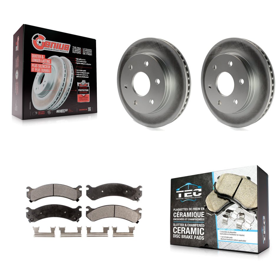 Front Coated Disc Brake Rotors Ceramic Pad Kit For 2006 Chevrolet Express 2500 GMC Savana KGT-100011