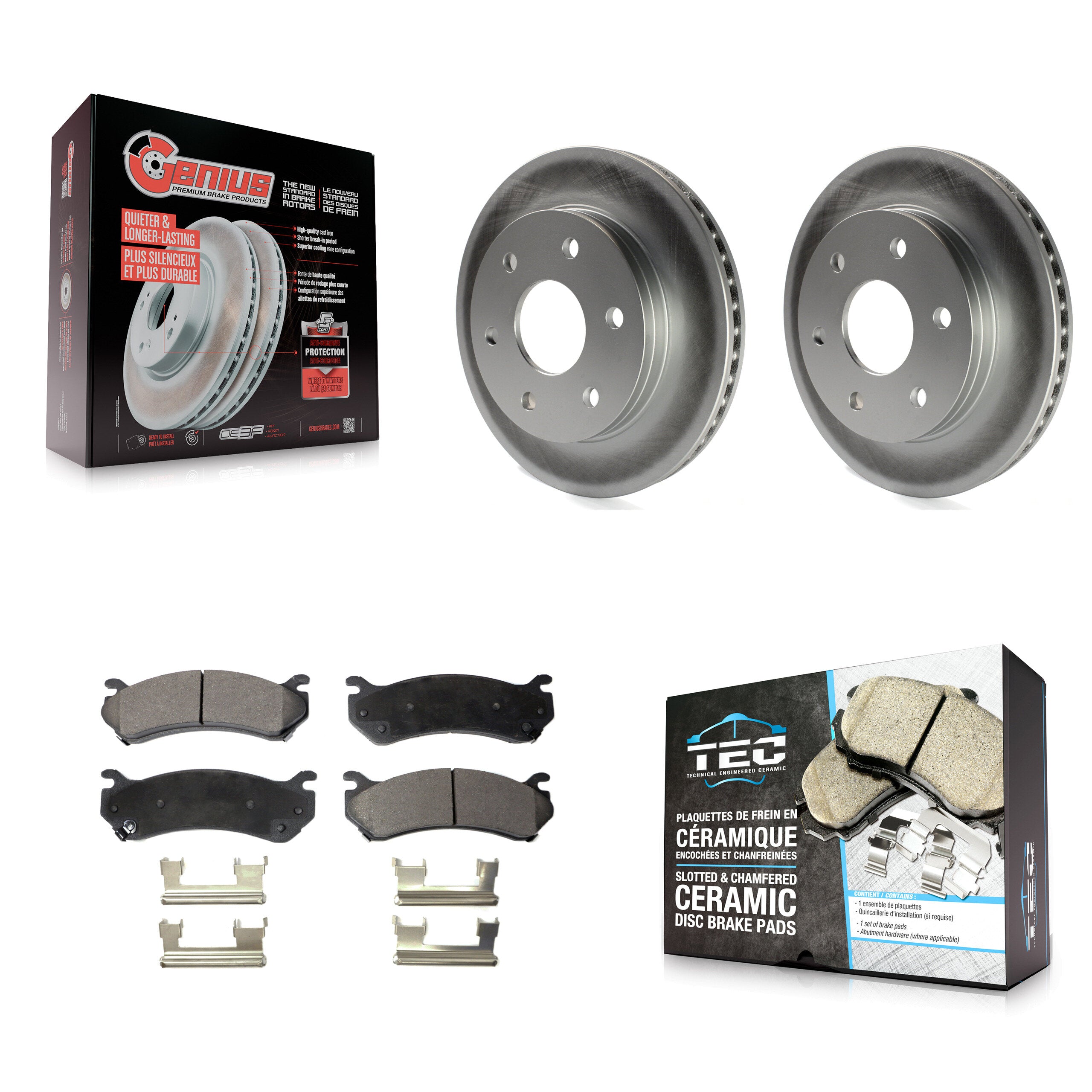 Front Coat Brake Rotors Ceramic Pad Kit For Chevrolet GMC Silverado 1500 Sierra Avalanche KGT-100012