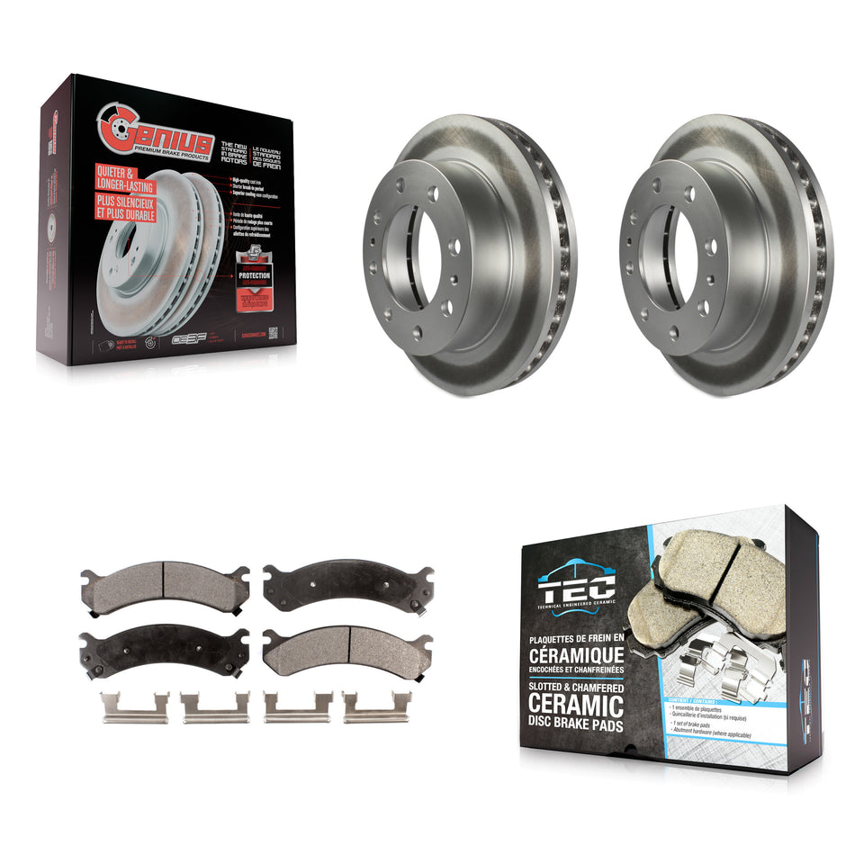 Front Coat Brake Rotors Ceramic Pad Kit For GMC Chevrolet Sierra 2500 HD Silverado Savana KGT-100013