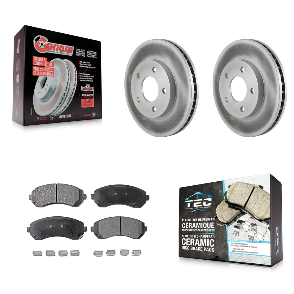 Front Coated Disc Brake Rotors And Ceramic Pads Kit For Buick Rendezvous Pontiac Aztek KGT-100015