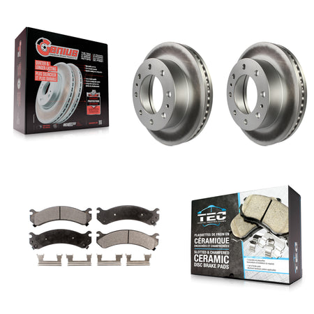 Front Coated Brake Rotors Ceramic Pad Kit For GMC Chevrolet Savana 3500 Express Sierra HD KGT-100016