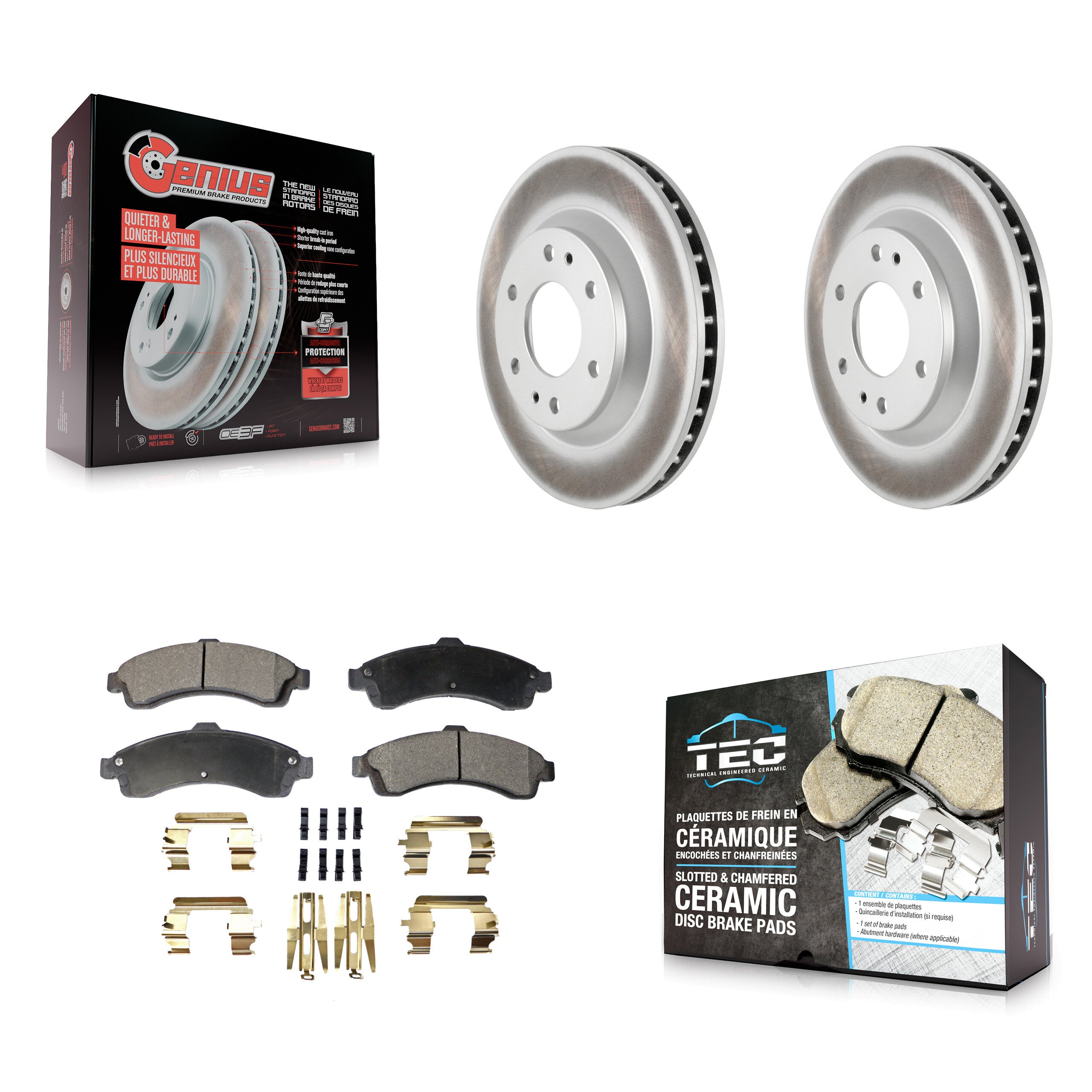 Front Coated Brake Rotor & Ceramic Pad Kit For GMC Envoy Chevrolet Trailblazer Oldsmobile KGT-100017