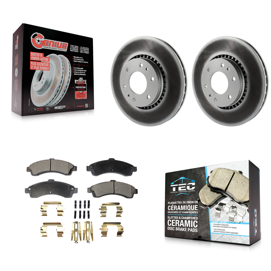 Front Coat Brake Rotor Ceramic Pad Kit For Chevrolet GMC Trailblazer Envoy XL EXT SSR XUV KGT-100019