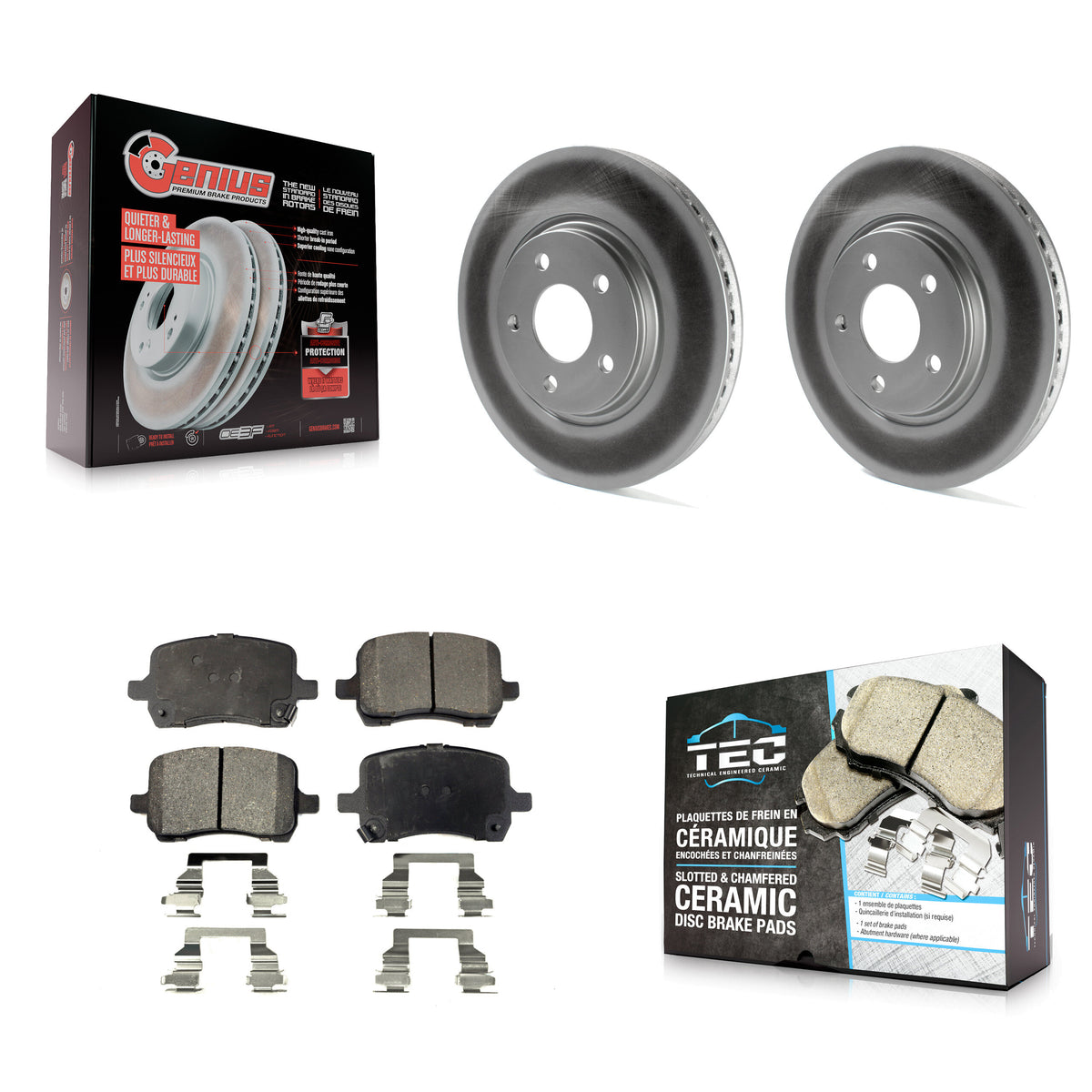 Front Coat Brake Rotors Ceramic Pad Kit For Chevrolet Pontiac Cobalt G5 Saturn Ion Malibu KGT-100024