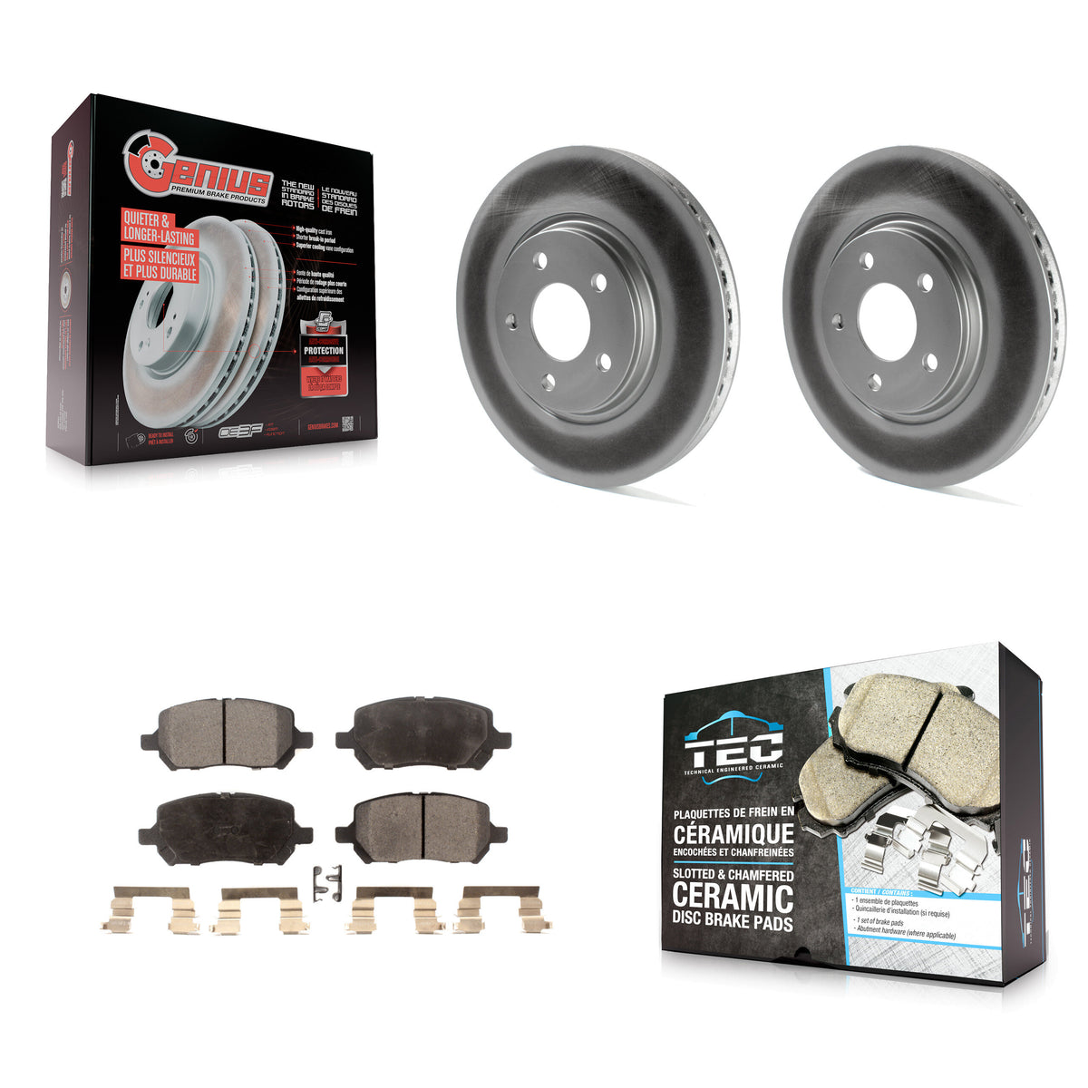 Front Coated Disc Brake Rotors And Ceramic Pads Kit For Pontiac G5 With Rear Brakes KGT-100026