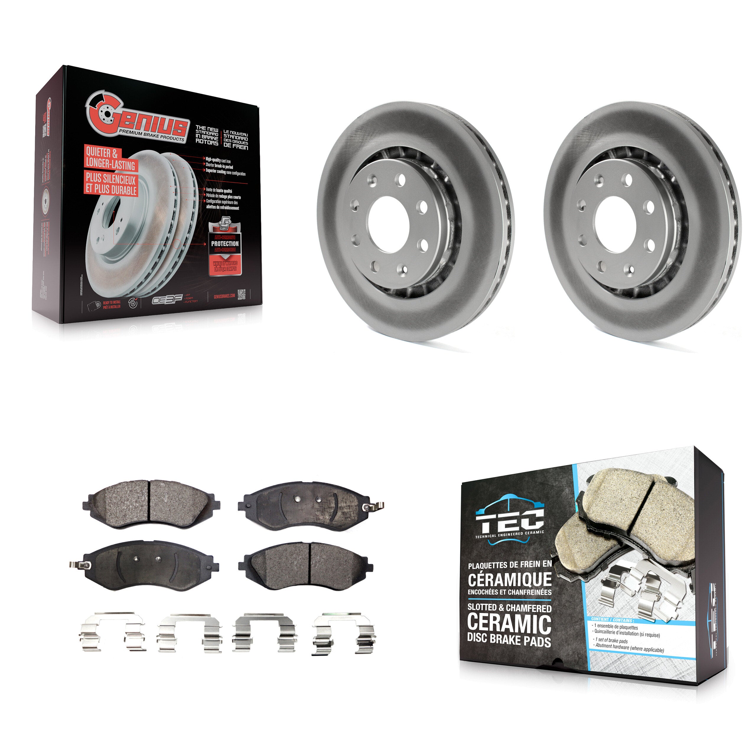 Front Coat Brake Rotors Ceramic Pad Kit For Chevrolet Aveo Pontiac Aveo5 Wave Spark G3 EV KGT-100028