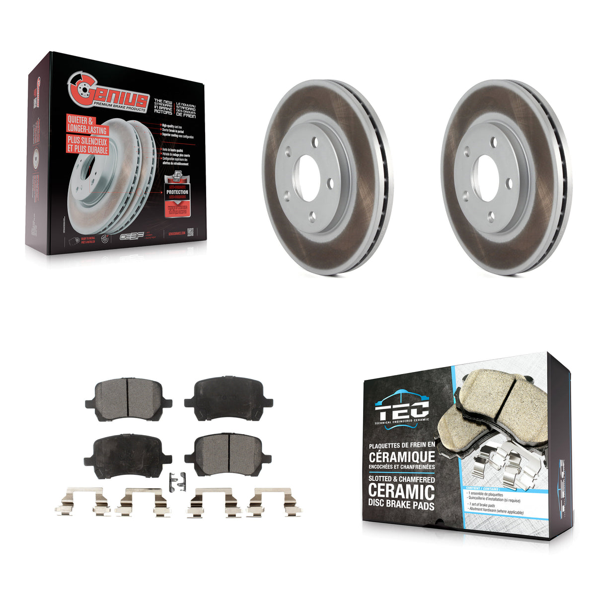 Front Coated Disc Brake Rotors And Ceramic Pads Kit For Chevrolet Malibu Pontiac G6 KGT-100031