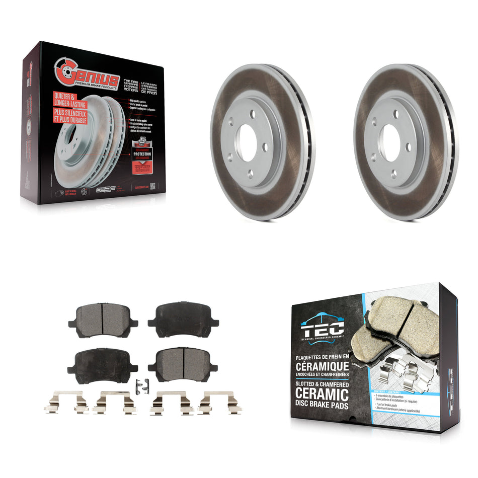 Front Coated Disc Brake Rotors And Ceramic Pads Kit For Chevrolet Malibu Pontiac G6 KGT-100031