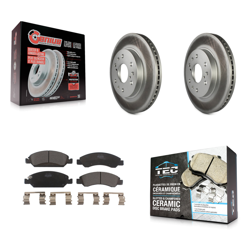 Front Coated Brake Rotor Ceramic Pad Kit For GMC Sierra 1500 Chevrolet Silverado Cadillac KGT-100035