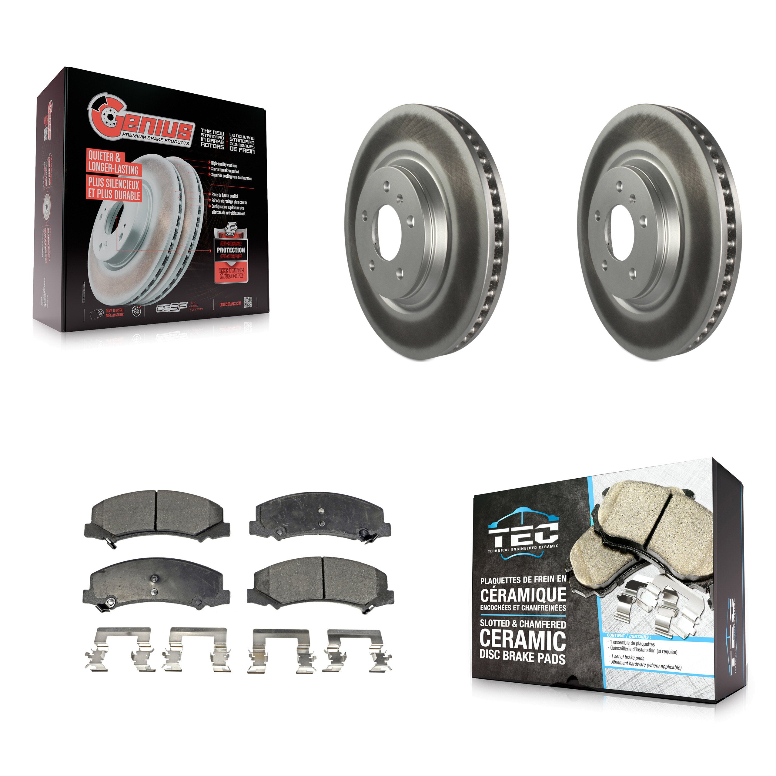 Front Coated Brake Rotors Ceramic Pad Kit For Buick Lucerne Chevrolet Impala LaCrosse DTS KGT-100044