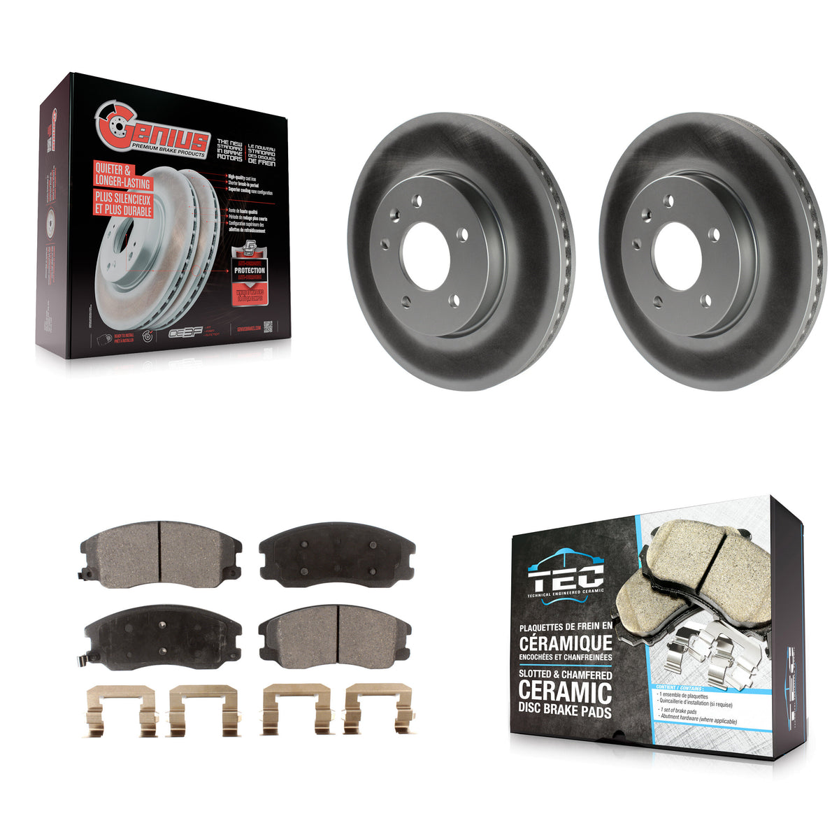 Front Coated Brake Rotor Ceramic Pad Kit For Chevrolet Equinox Pontiac Torrent Saturn Vue KGT-100048