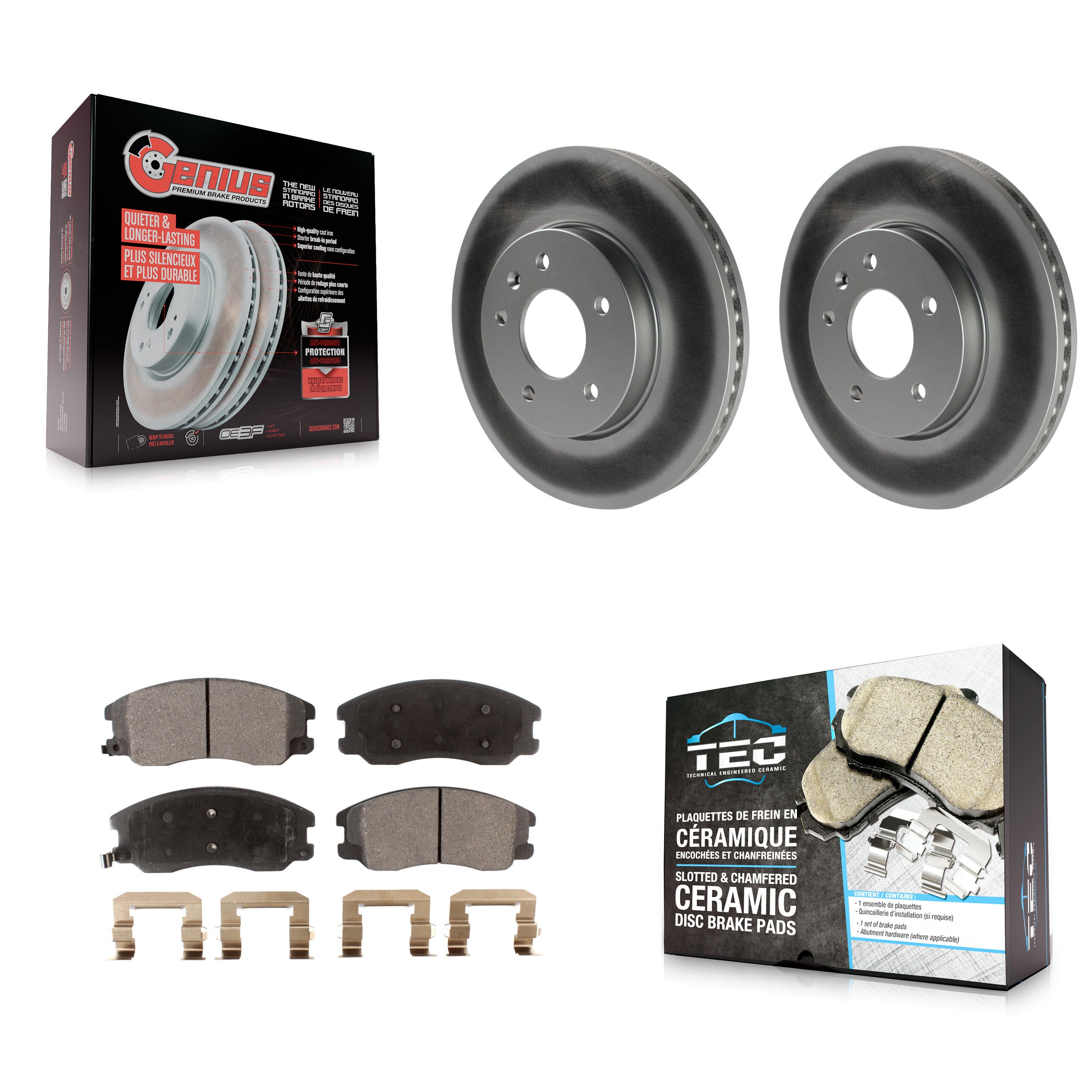 Front Coated Brake Rotor Ceramic Pad Kit For Chevrolet Equinox Pontiac Torrent Saturn Vue KGT-100048