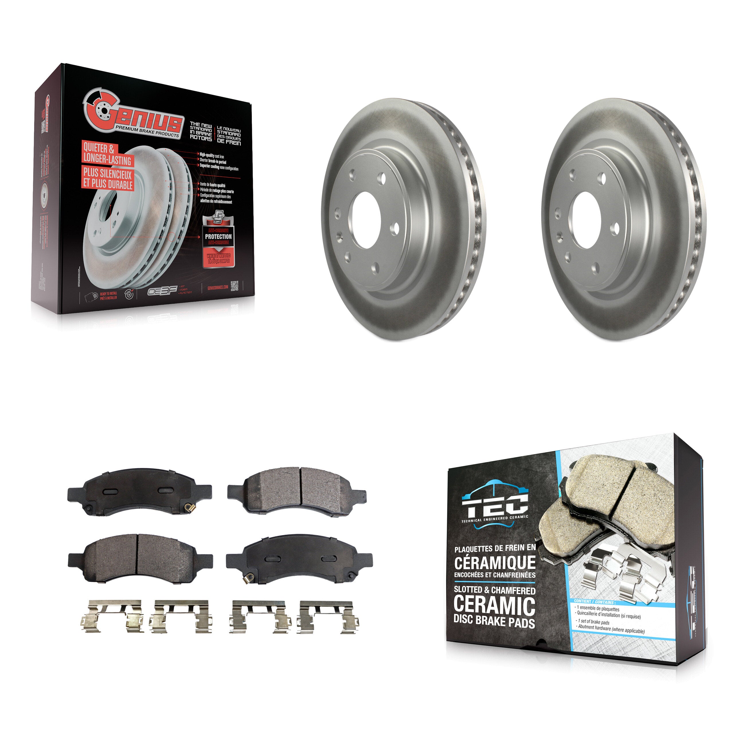 Front Coated Brake Rotors Ceramic Pad Kit For GMC Acadia Buick Enclave Chevrolet Traverse KGT-100049