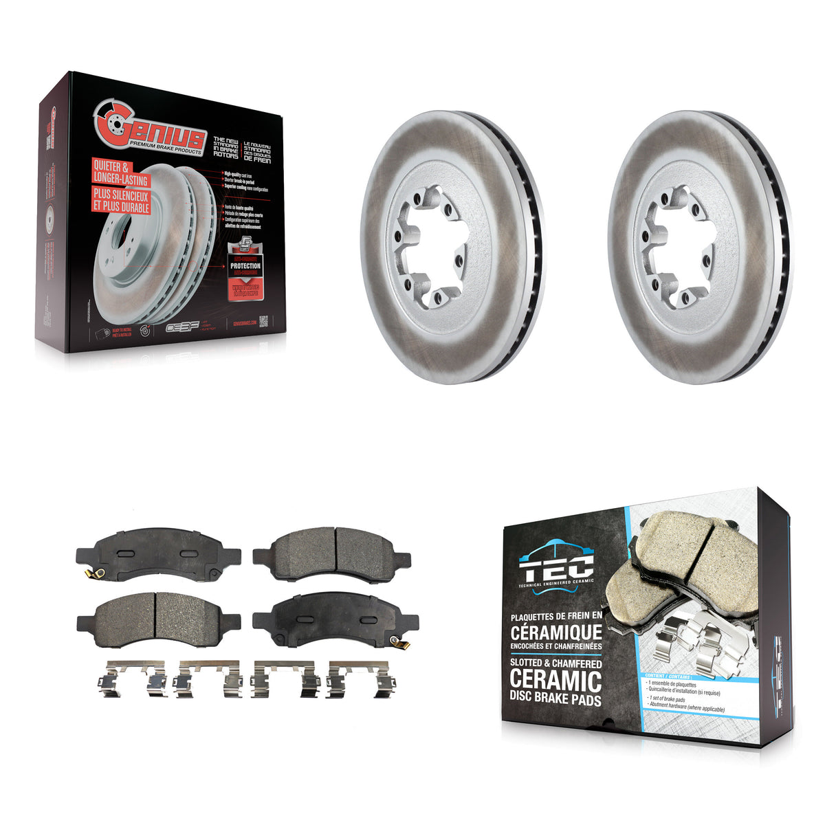 Front Coated Disc Brake Rotors And Ceramic Pads Kit For Chevrolet Colorado GMC Canyon KGT-100053