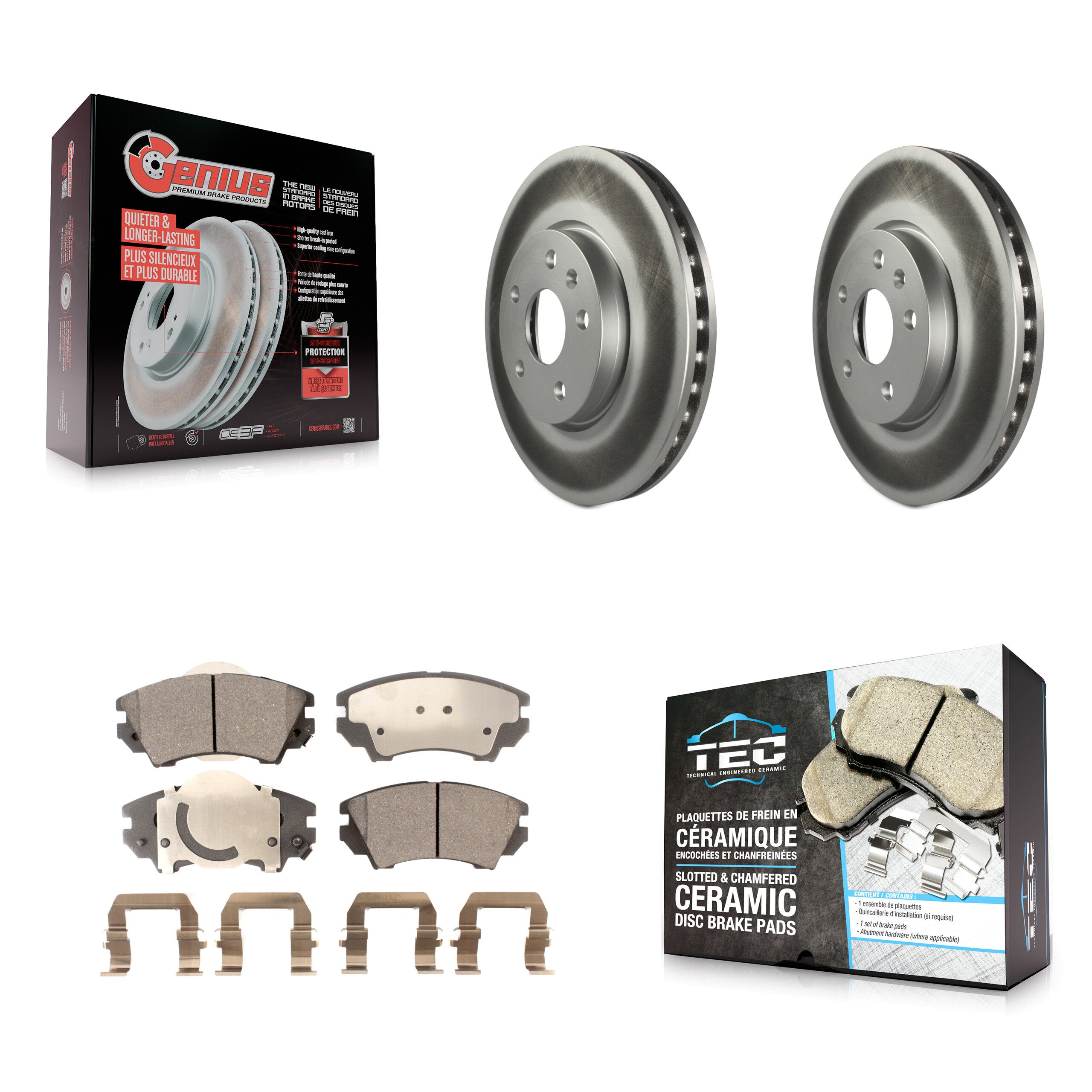 Front Coated Disc Brake Rotors And Ceramic Pads Kit For Chevrolet Camaro GMC Terrain KGT-100054