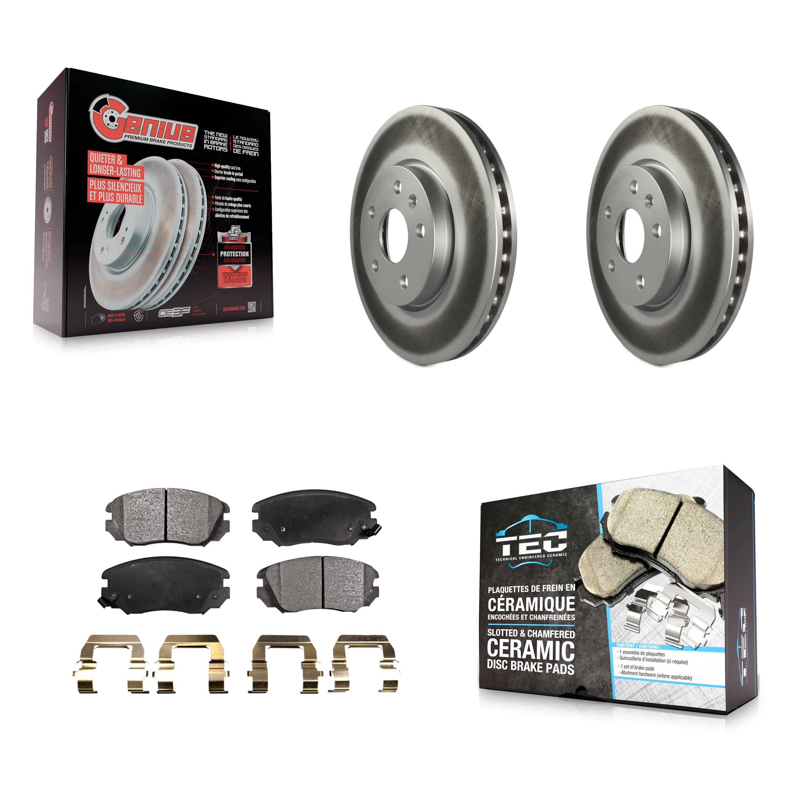 Front Coated Brake Rotor & Ceramic Pad Kit For Chevrolet Equinox GMC Terrain Buick Malibu KGT-100055