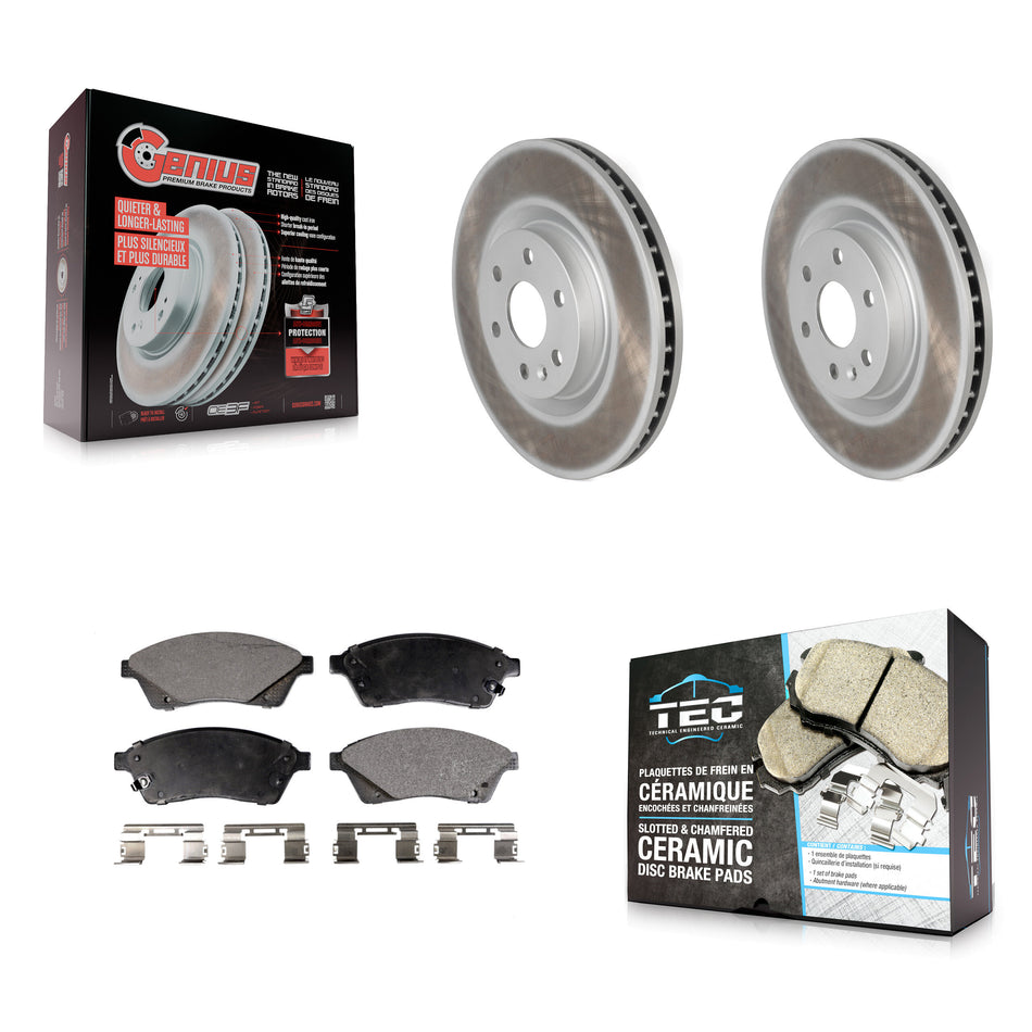 Front Coated Disc Brake Rotors And Ceramic Pads Kit For Cadillac SRX Saab 9-4X KGT-100059