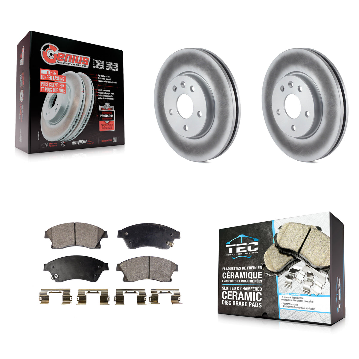 Front Coated Disc Brake Rotors And Ceramic Pads Kit For Chevrolet Cruze Sonic Limited KGT-100060