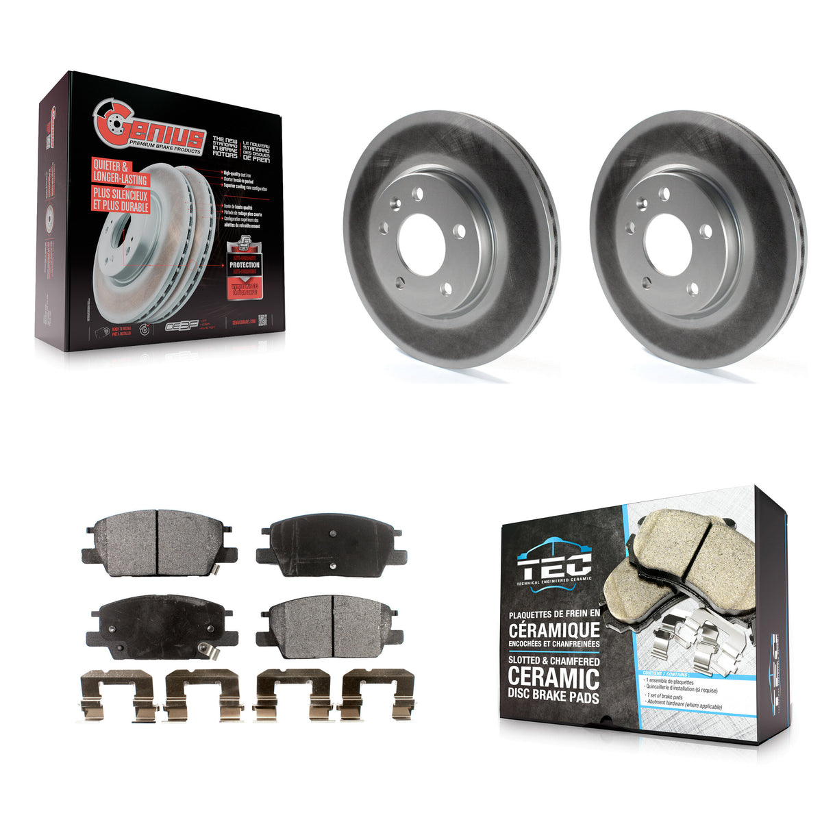 Front Coated Brake Rotor & Ceramic Pad Kit For Chevrolet Equinox GMC Terrain Malibu Buick KGT-100066