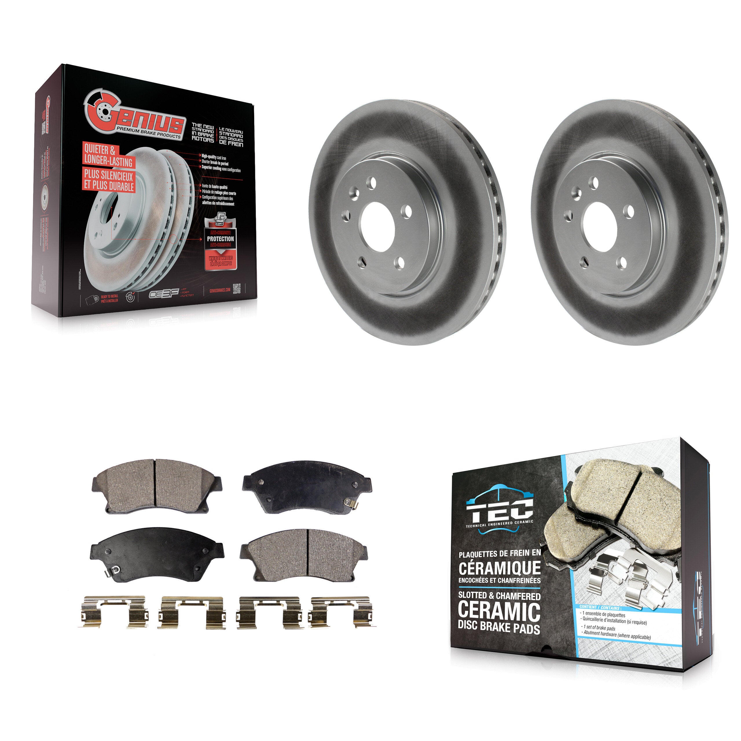 Front Coated Disc Brake Rotors And Ceramic Pads Kit For 2013-2014 Chevrolet Sonic RS KGT-100067