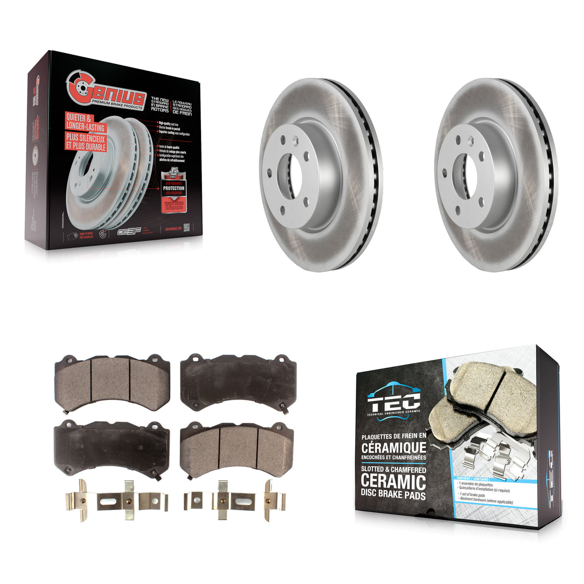Front Coat Brake Rotor Ceramic Pad Kit For Cadillac ATS V With 300mm Diameter KGT-100068