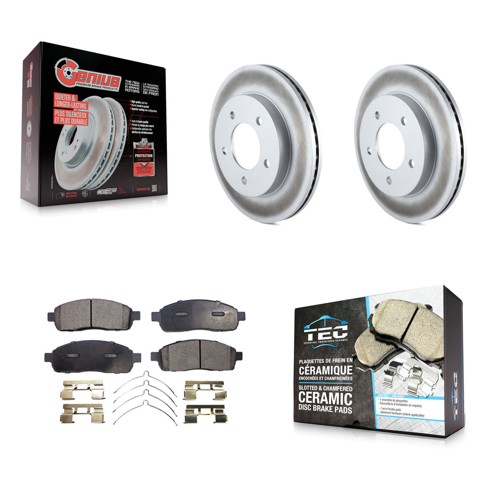 Front Coated Disc Brake Rotor & Ceramic Pad Kit For 2004 Ford F-150 4WD With 5 Lug Wheels KGT-100077