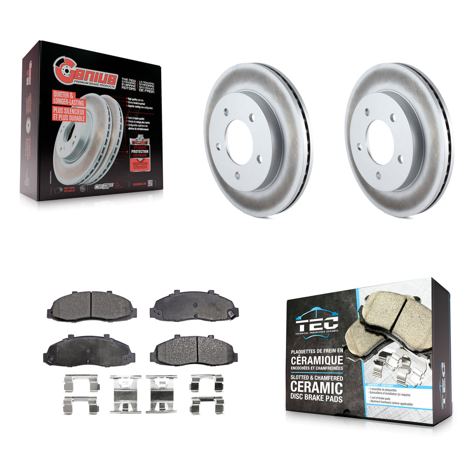 Front Coated Disc Brake Rotors And Ceramic Pads Kit For Ford F-150 Heritage 4WD KGT-100078