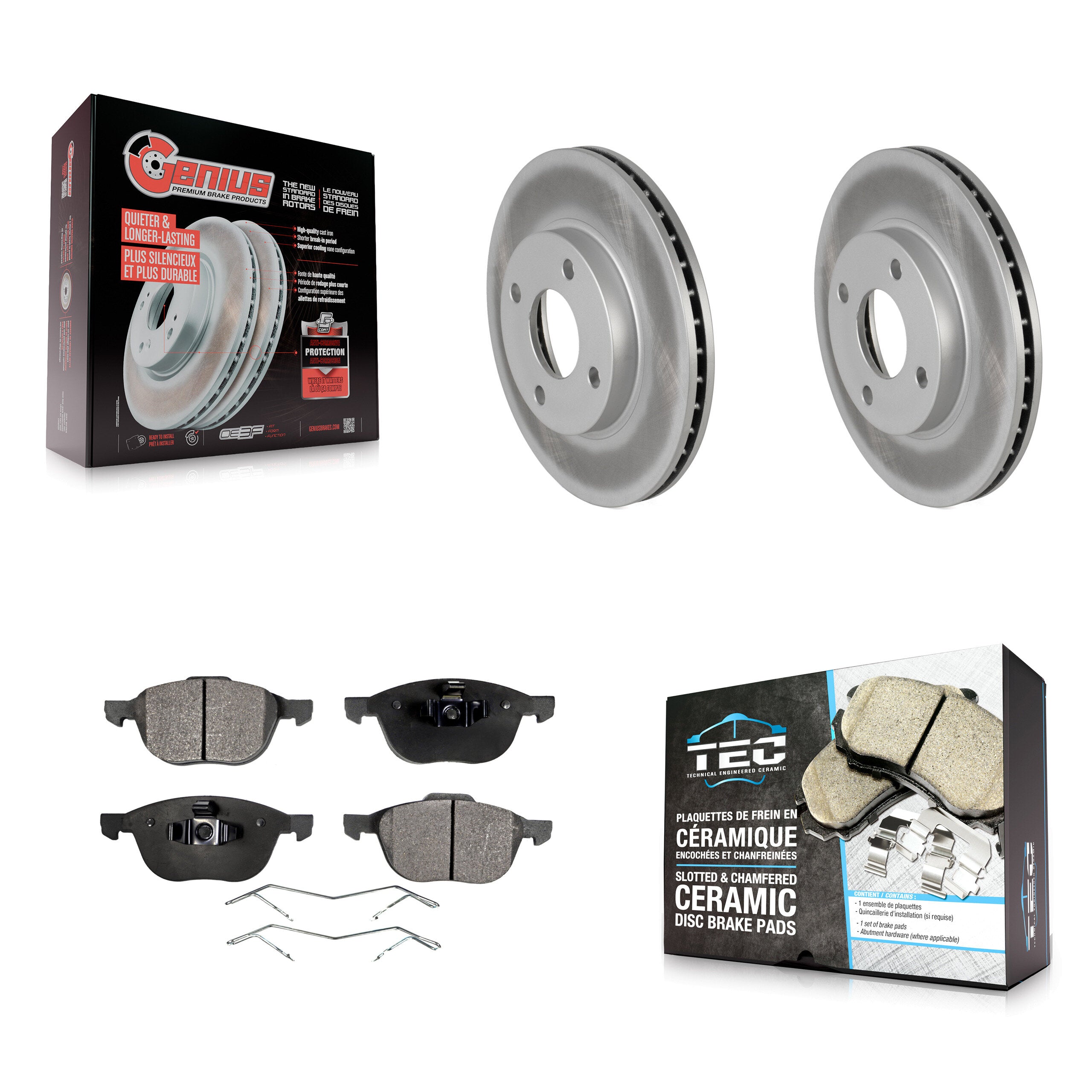 Front Coat Brake Rotor Ceramic Pad Kit For 2004 Ford Focus LX/Mid/High/SE/ZTS/ZTW/ZX3/ZX5 KGT-100082