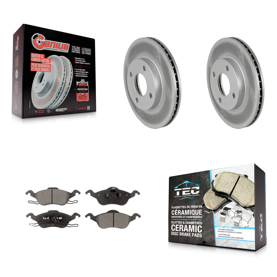 Front Coated Disc Brake Rotors And Ceramic Pads Kit For Ford Focus KGT-100083