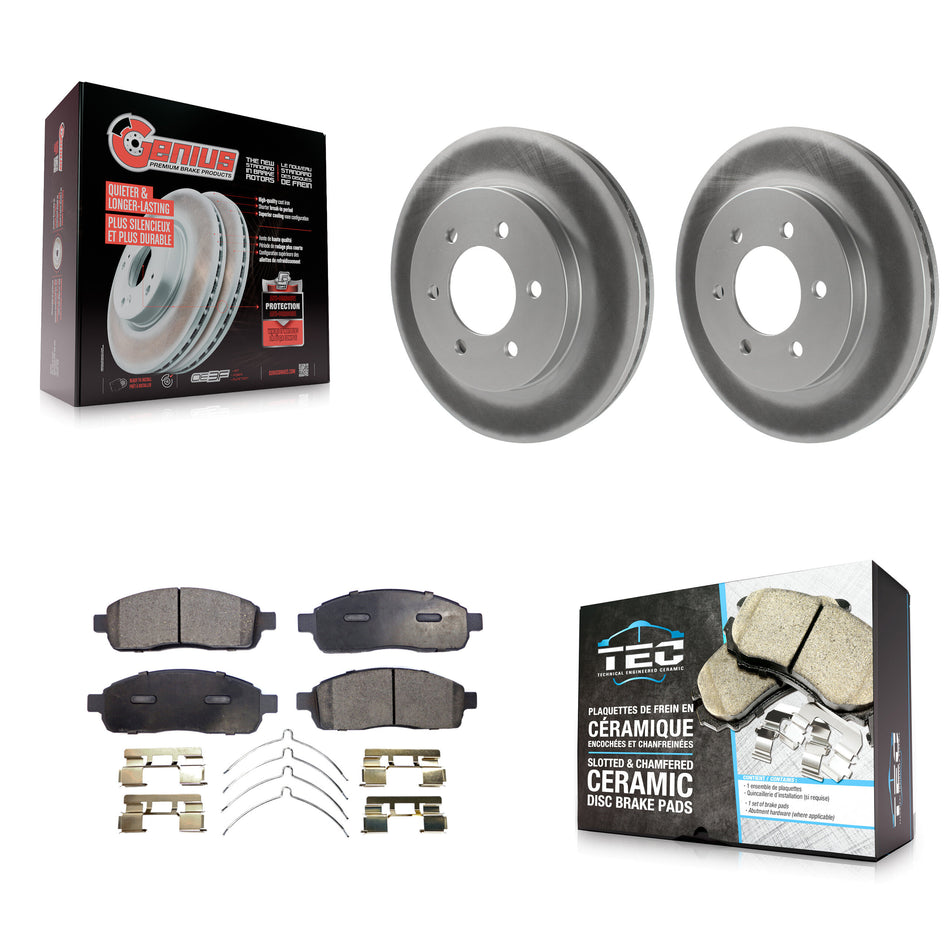 Front Coated Disc Brake Rotors And Ceramic Pads Kit For Ford F-150 Lincoln Mark LT 4WD KGT-100092